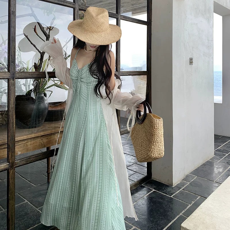 Vestido de mujer al por mayor Tejido importado italiano estilo vacaciones de verano