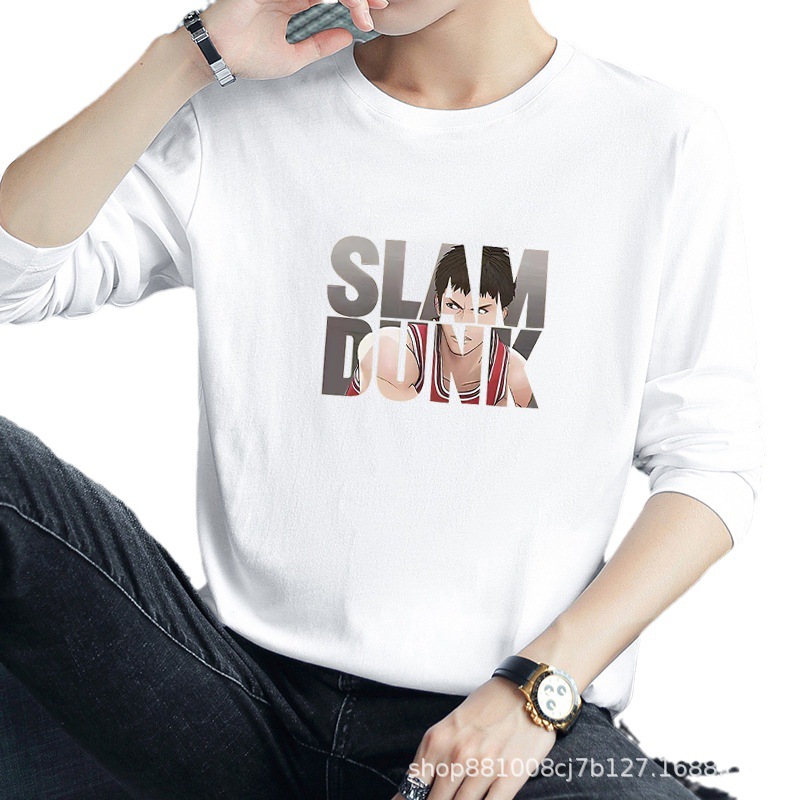 Entrega directa de fábrica nuevo Otoño e Invierno de manga larga Camiseta de los hombres de cuello redondo de fondo camisa de moda impresa ropa superior casual