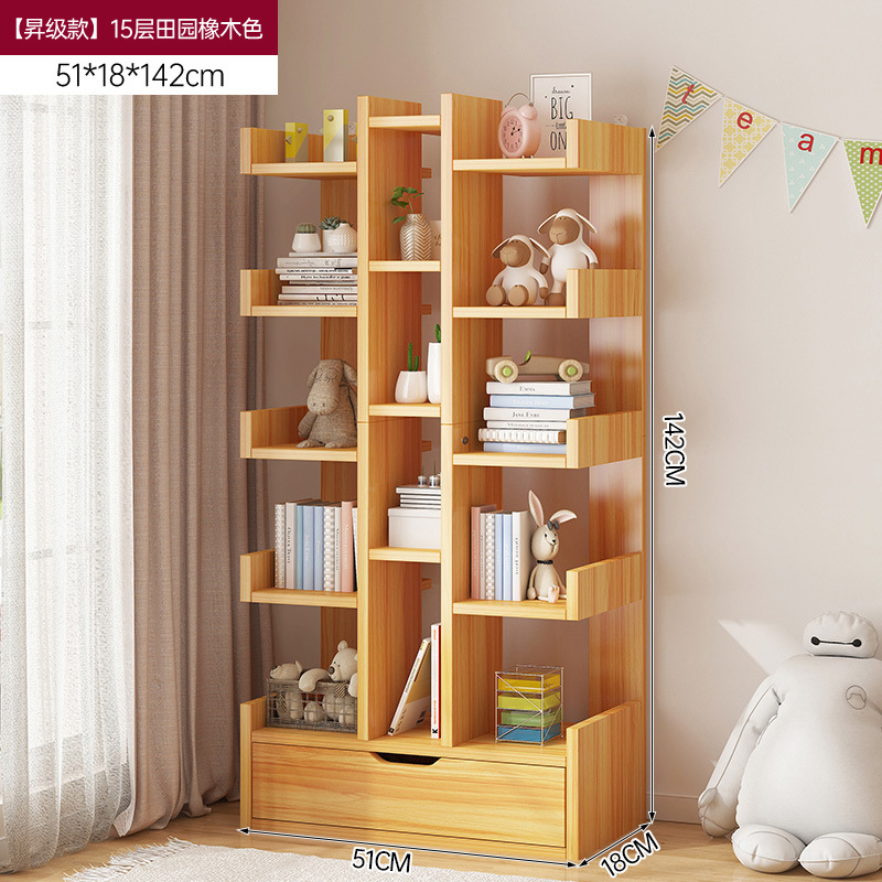 Estante de libros simple estante de piso pequeño estante de libros contra la pared estante de almacenamiento de sala de estar estante de almacenamiento gabinete de oficina