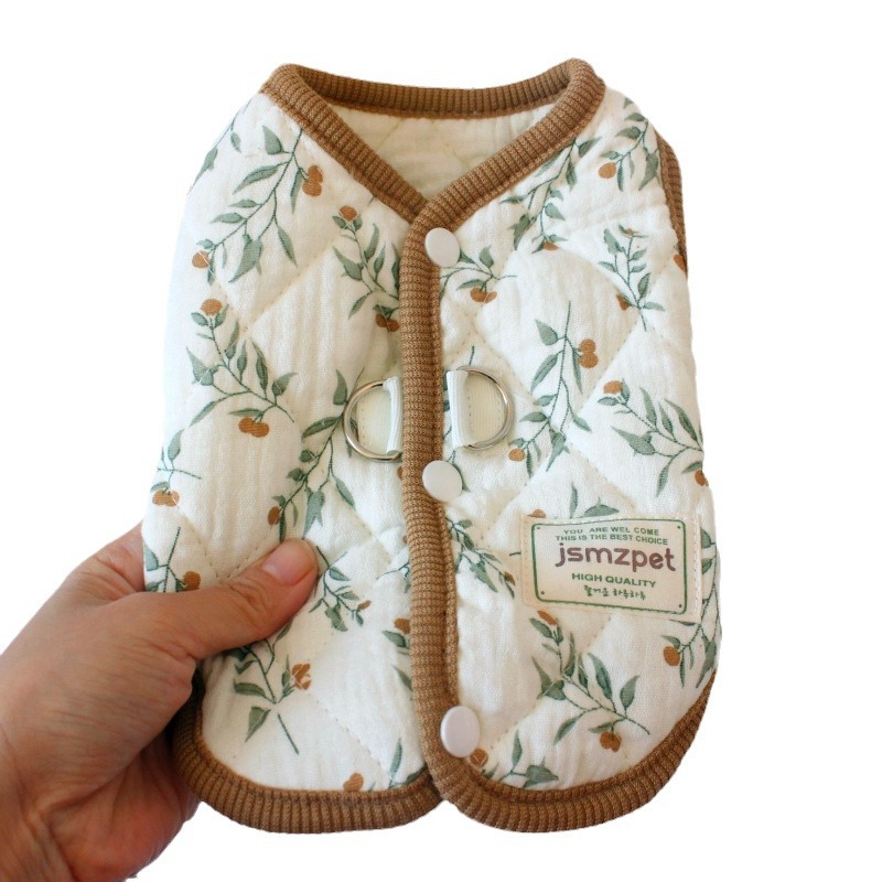 冬季宠物棉衣猫咪衣服加厚保暖秋冬装泰迪比熊犬狗狗碎花马甲背心