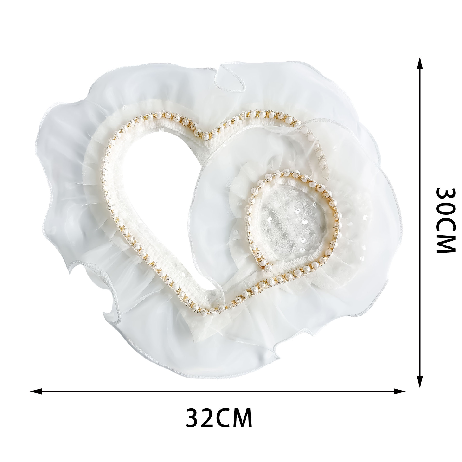 Nuevo blanco de doble capa ogan amor tela doblada pegada encaje de perla decoración vestido de boda vestido de ropa image 5