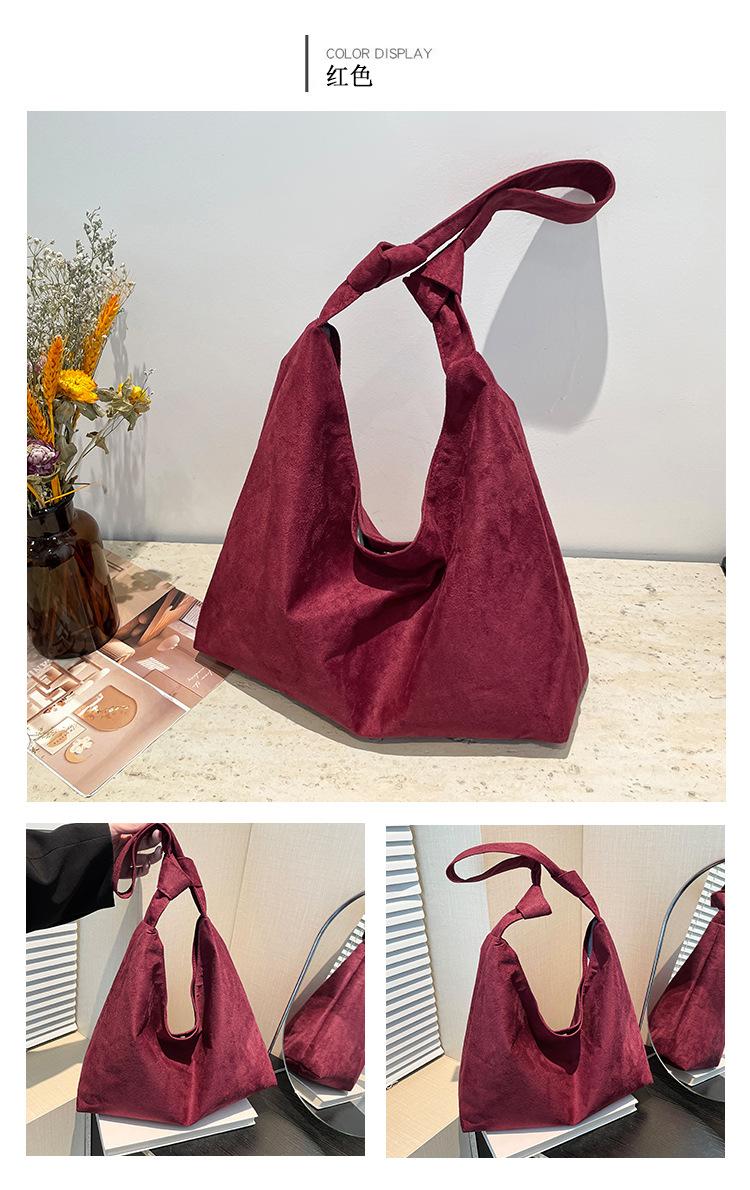 Cross-border suede large bag for women 2024 New style fashionable retro frosted tote bag for autumn and winter work and commuting bucket bag undefined