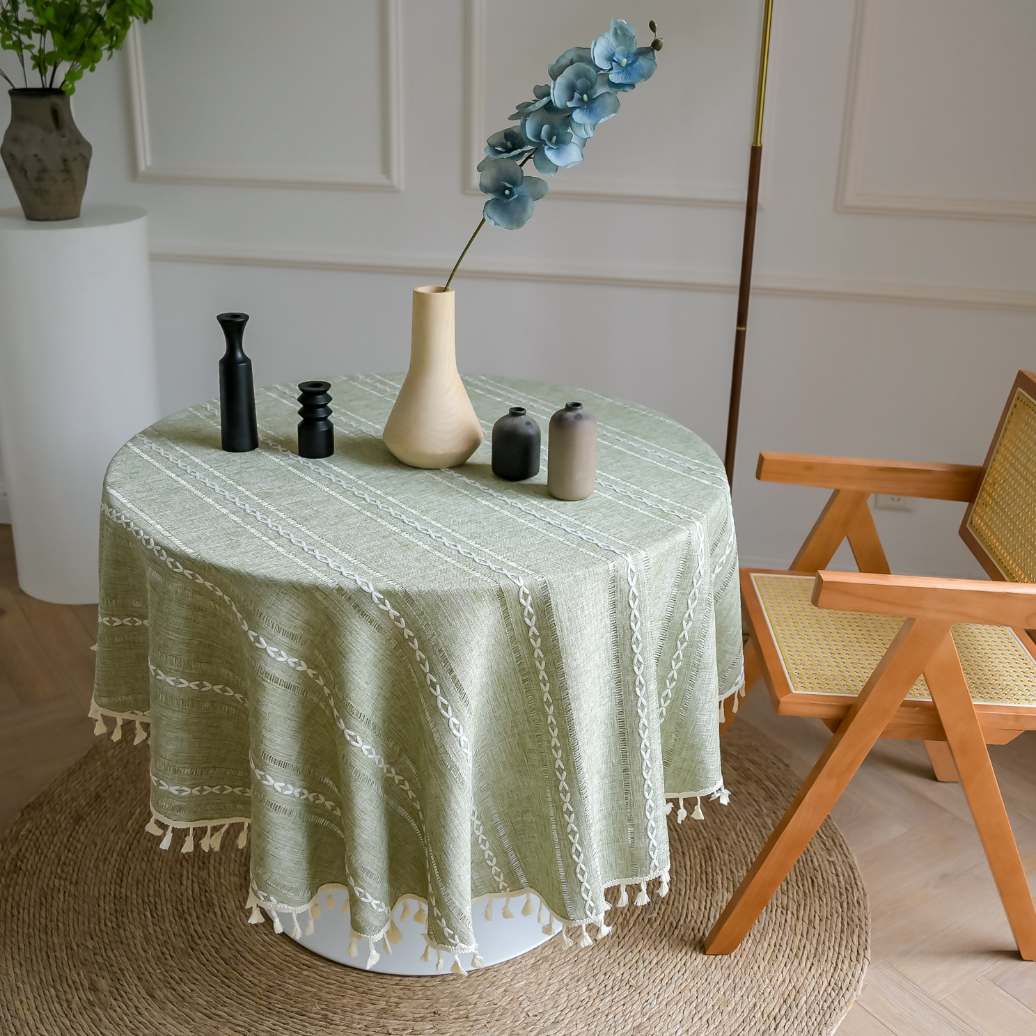 Cross-border Amazon Thickened Hollow Tablecloth Long Stripe Wedding Holiday Party Decoration Outdoor Table Mat New Tablecloth