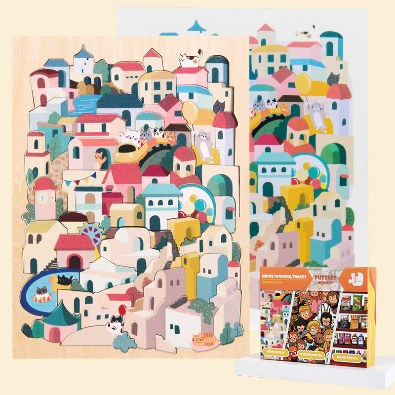 Marco de fotos de dibujos animados de madera para montar la casa/Wukong/máquina de bocadillos