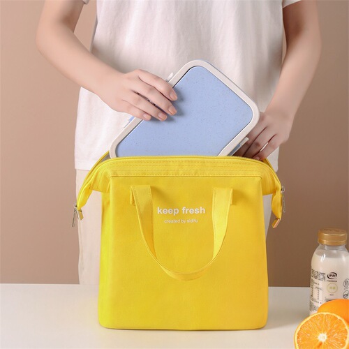 Steel frame lunch bag with large capacity ice bag, thick insulation and preservation bag for office hand-held rice box bag, Oxford cloth lunch bag