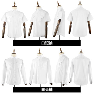 Men's Long Short Sleeve White Shirt Spring and Summer Work Clothes Double Pocket Professional Uniform Shirt Half Sleeve School Uniform Work Clothes