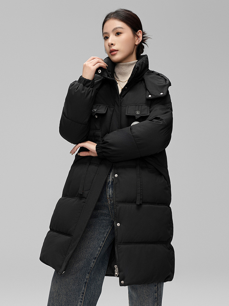 Women's Clothing Mid length cotton jacket for women 2024 winter new style fashionable knee length cotton jacket loose thickened hooded cotton coat_voghion.com