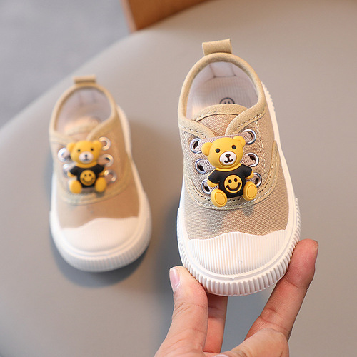 Solid Soft-Soled Baby Shoes, Ultra-Soft First Steps Shoes, Children's Canvas Shoes, Slip-On for Spring and Autumn, Unisex Single-Soled Flat Shoes