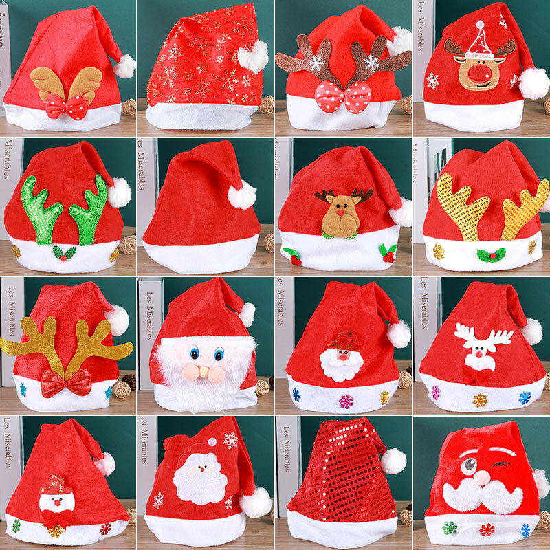 Christmas Hat Children Santa Claus Hat Adult Deer Headwear Cartoon Kindergarten Small Gift Christmas Decorations
