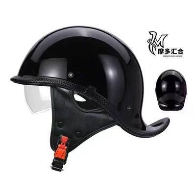 Personality Four Seasons Universal Safety Helmet, Motosiklet kaskı (dəbilqə) - bright-black-autumn-and-winter-style-transparent-lenses-m