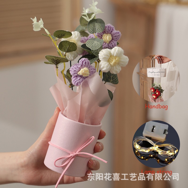 보라색 퍼프 5개 (핸드백 + 컬러풀한 스트링 조명)