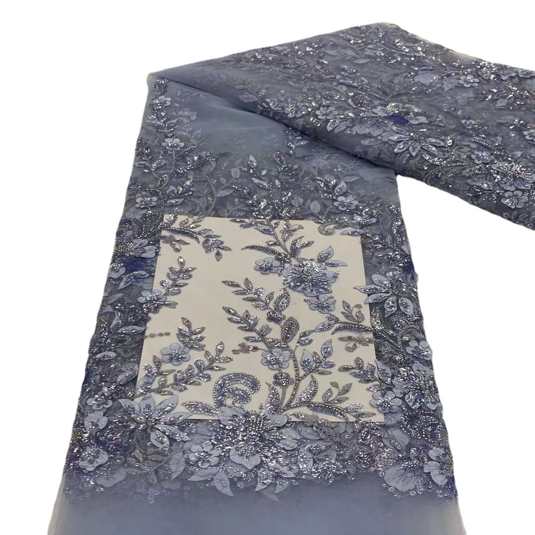 Hecho a mano con cuentas de tela de encaje vestido de novia encaje bordado tela vestidos de novia JX3464