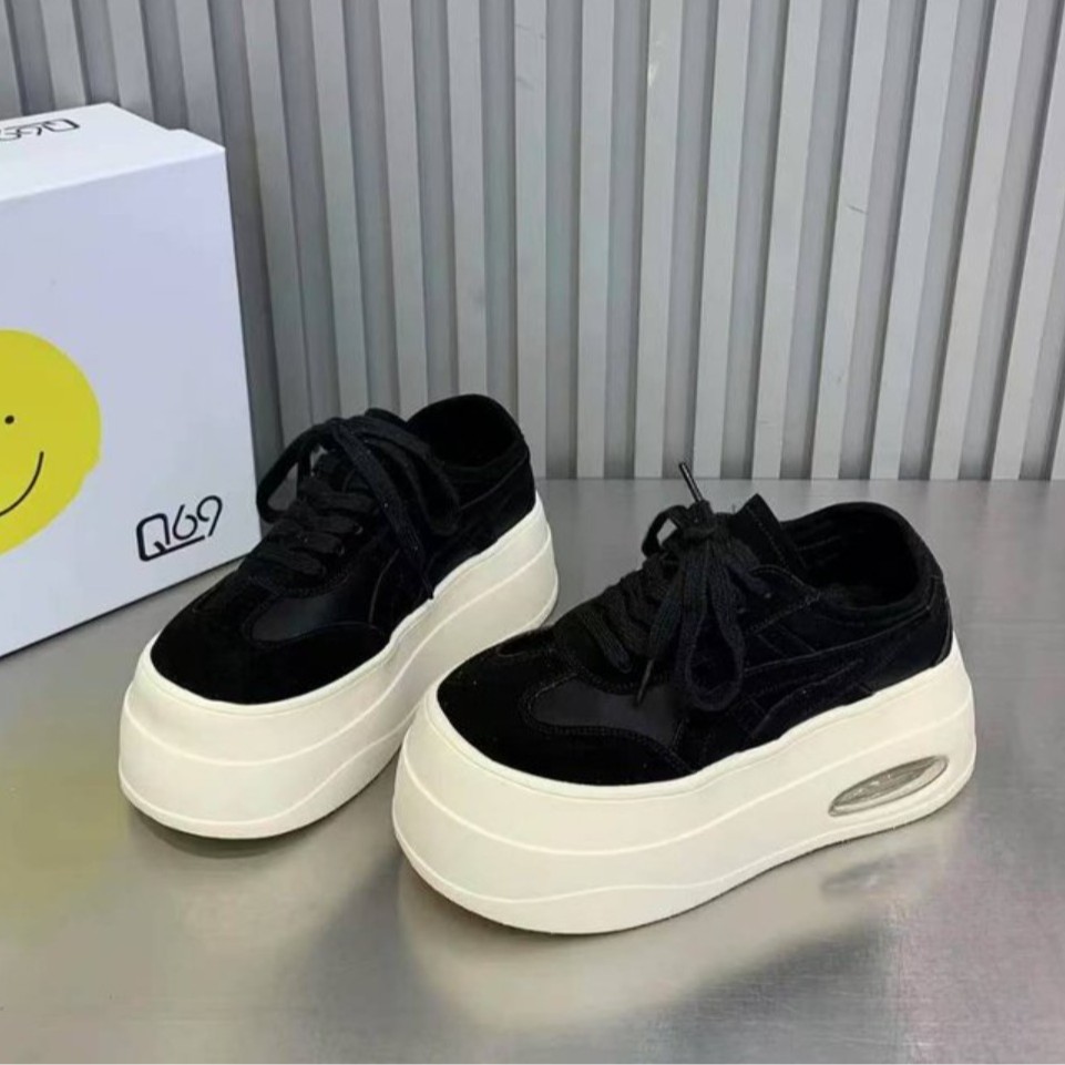 2025年春の新作厚底レースアップ無地多用途カジュアルスポーツシューズ外国貿易クロスボーダー