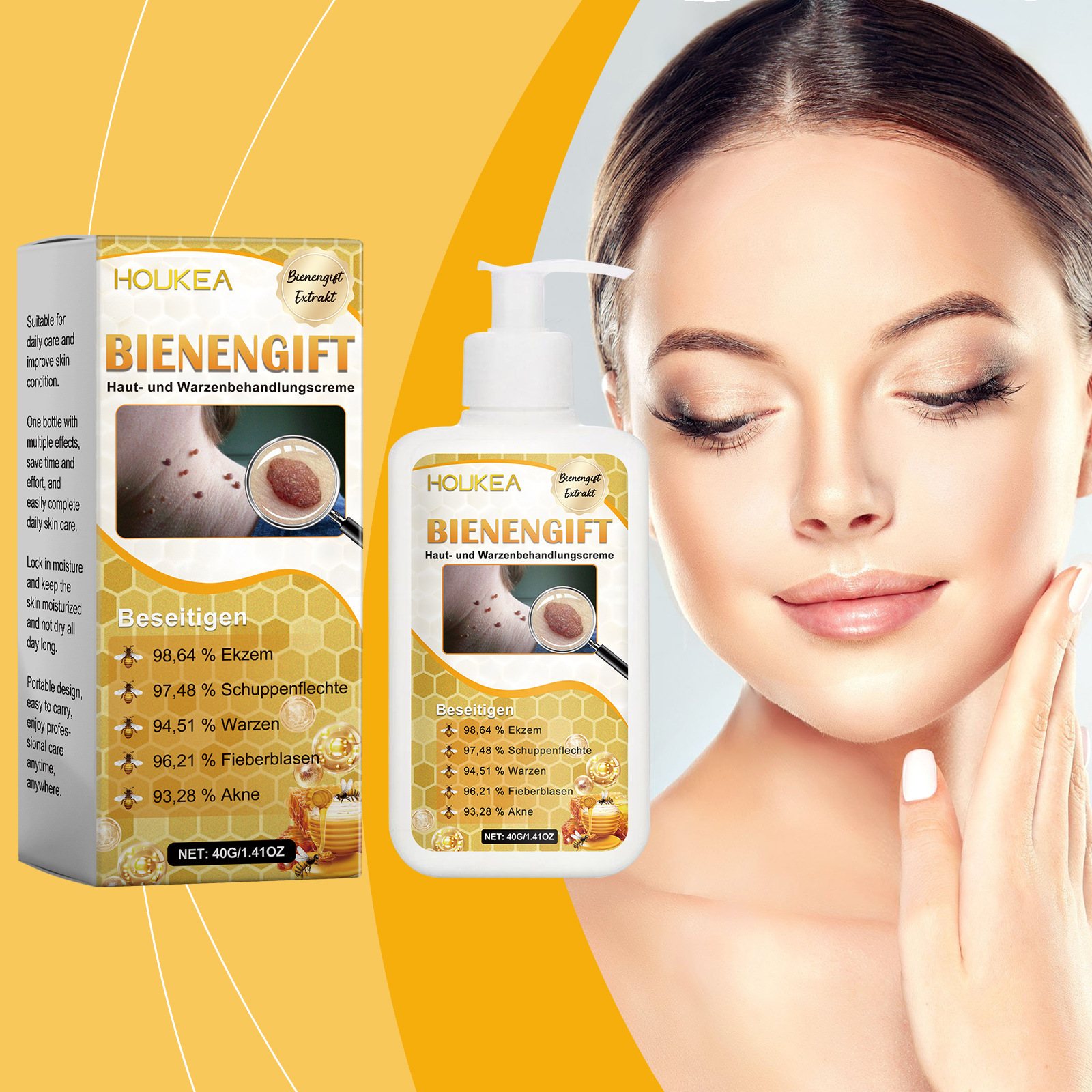HouKea Bee Venom Cleanser, suave limpieza facial, cuerpo y piel, crema de limpieza suave para la piel.