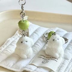 ins风青苹果小狗植绒手机链挂件包包挂饰可爱钥匙扣相机包链闺蜜