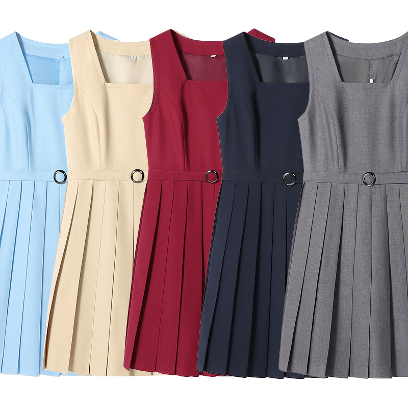 Spot S-4XL Orthodox uniform vest skirt pleated mid-length skirt strong cyanotic Aqua gray dark red khaki