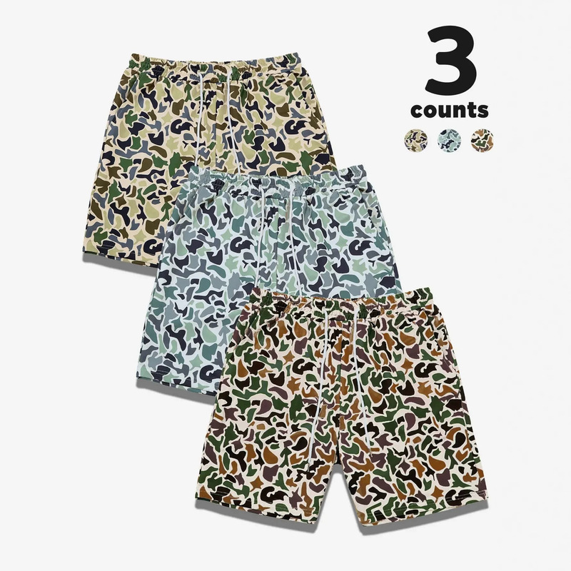 Summer Men's Baseball Shorts American Street Style Mixed 3D Printed Drawstring Quick-Dry Shorts 3-Piece Set Factory Sale Summer Men's Baseball Shorts American Street Style Mixed 3D Printed Drawstring Quick-Dry Shorts 3-Piece Set Factory Sale