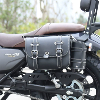 rear armrest quick release side bag — Motorcycle bumper - black-new-leather-side-bag-mounting-bracket-1-pair