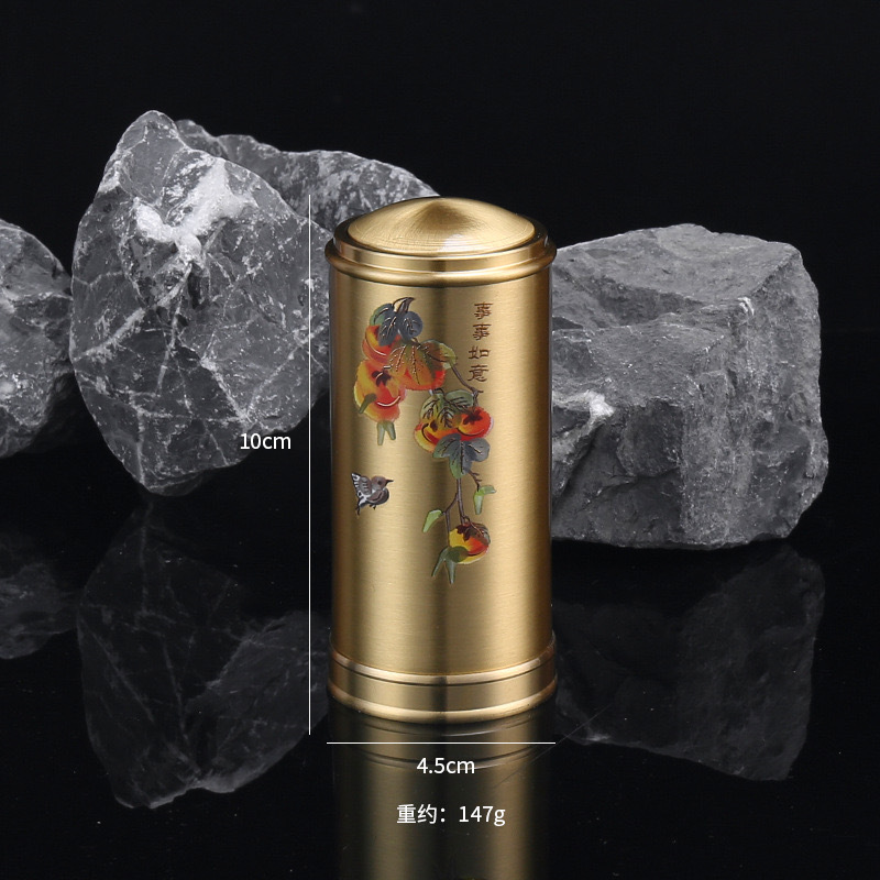 纯黄铜按压式牙签筒牙签盒牙签罐手压家用便携欧式自动高档牙签筒|undefined