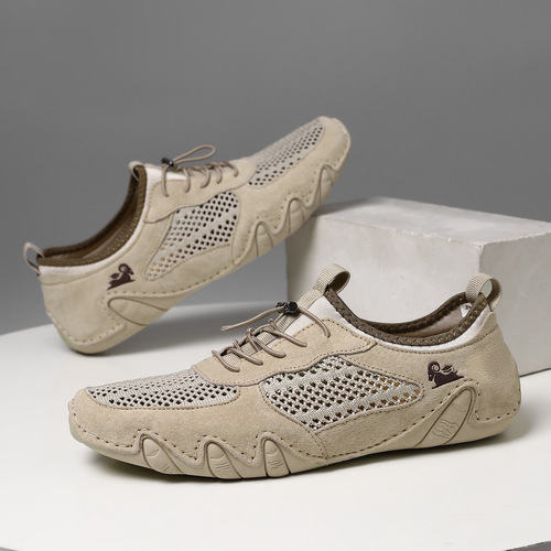 Bestselling Summer Men's Casual Sports Shoes Wide Size Stitched Leather Mesh Shoes Octopus Men's Shoes