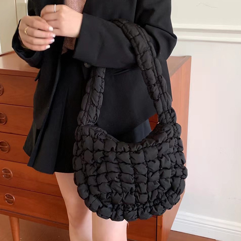 Women's Pleated Cloud Shoulder Bag Soft Puff Fashion Handbag_voghion.com