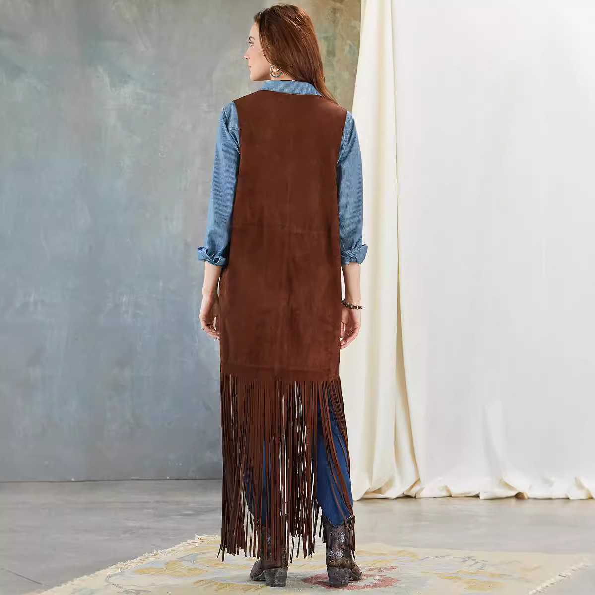 2023 nueva moda europea y americana borla chaleco femenino deseo Amazon adelgazamiento Delgado chaleco sin mangas chal