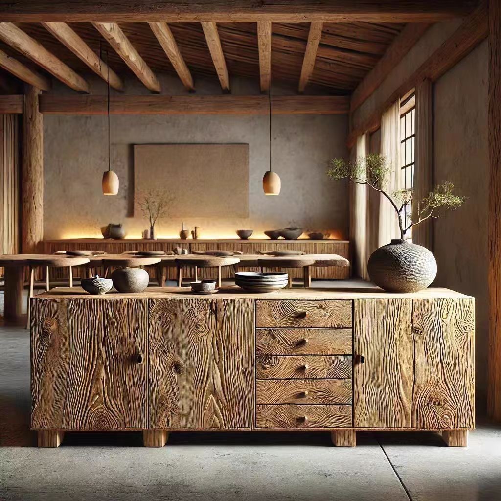 Wabi-Sabi Style Old Elm Sideboard Solid Wood Storage Cabinet Tea Room Tea Set Storage Cabinet Retro Entrance Cabinet Storage Cabinet