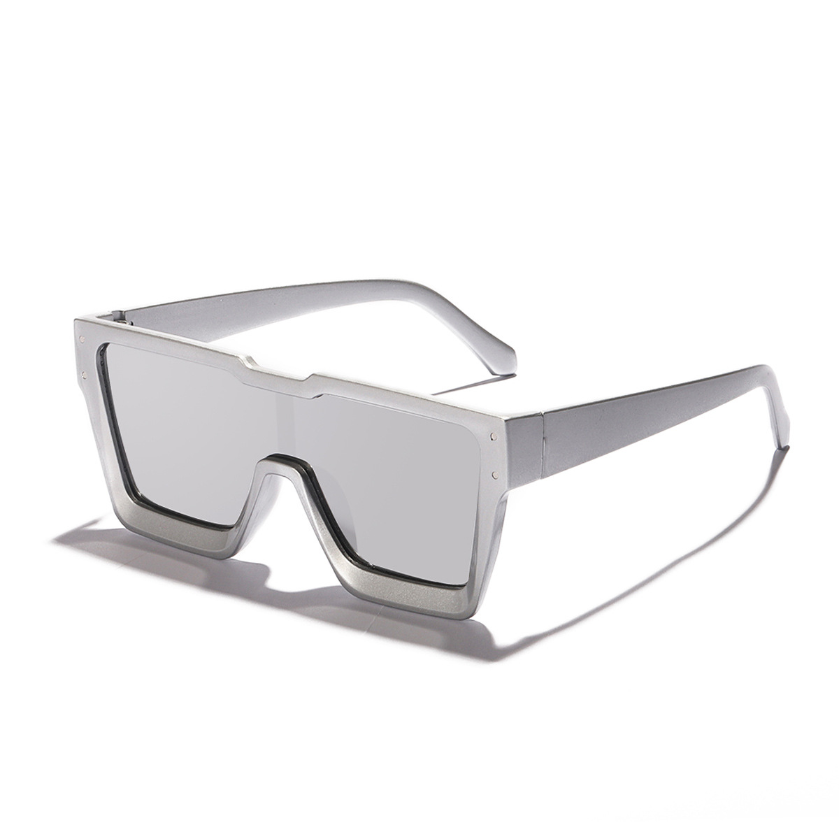 Nuevo europeo y americano personalizado gafas de sol de Marco grande lente de una pieza ins estilo plata gafas deportivas 97124
