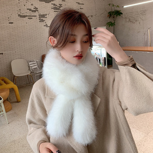 Rabbit Ears Fur Scarf Thickened Faux Fur Warm Scarf Korean Solid Color Fox Fur Collar Student Winter Women