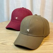 韩版ins毛呢刺绣H字母鸭舌帽子女秋冬季百搭青年休闲棒球帽情侣