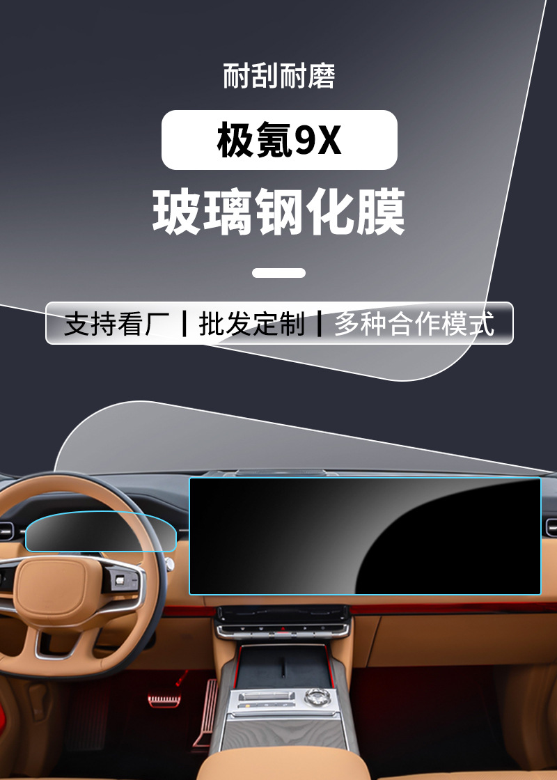 Stable Glass Film for 26 Models of Zeekr 9X Dashboard Navigation Center Console Ceiling Screen Tempered Film Interior Film