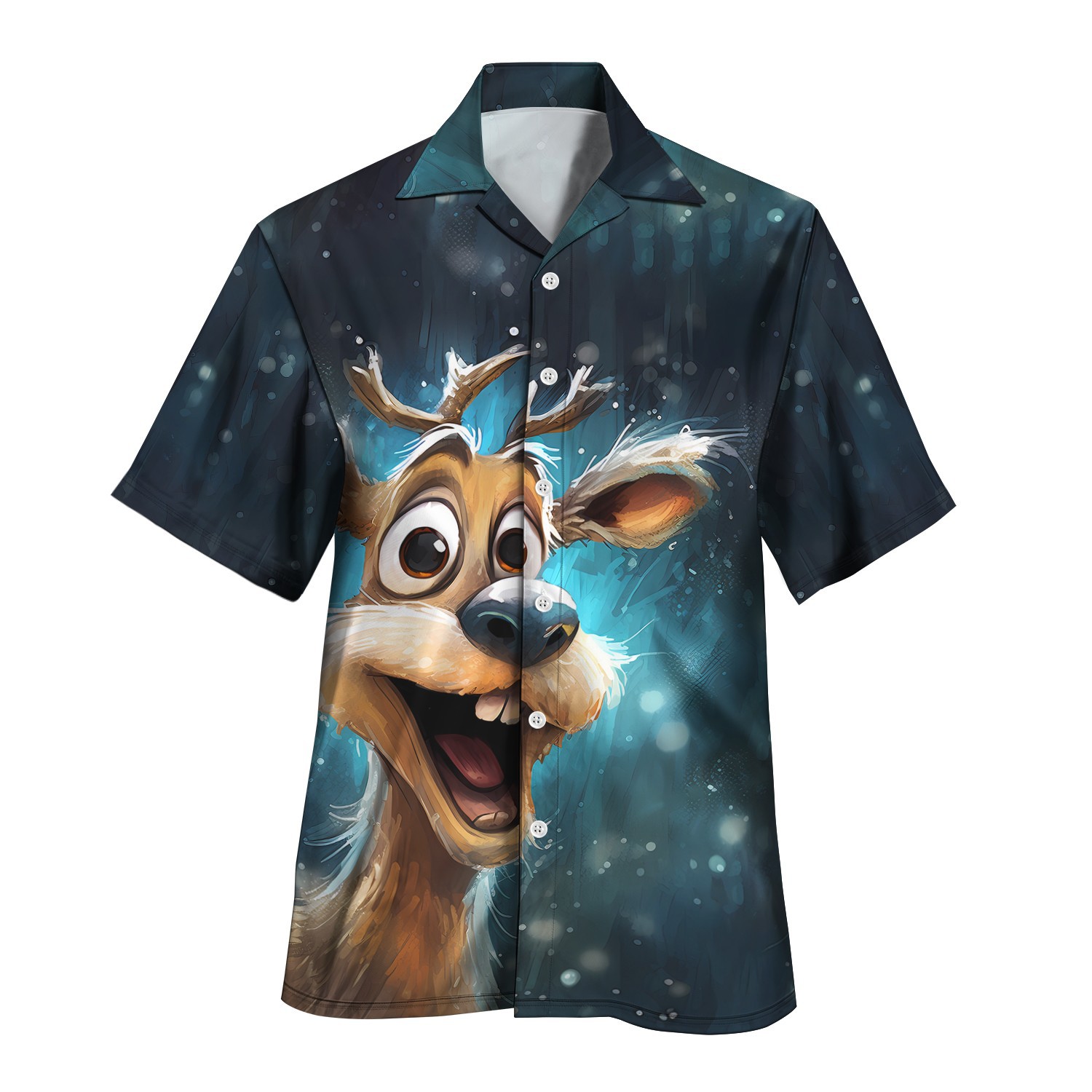 2024 otoño nuevo estilo personalidad colorido contraste color de un solo pecho cuello cubano estampado camisa de manga corta MB33