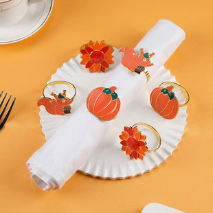 Amazon new Halloween creative oil dripping sunflower squirrel Turkey napkin ring restaurant table napkin ring