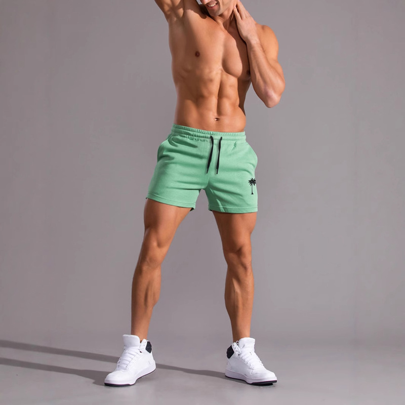 Cross-Border Men's Summer Casual Fitness Running Workout Shorts Simple Coconut Tree Print
