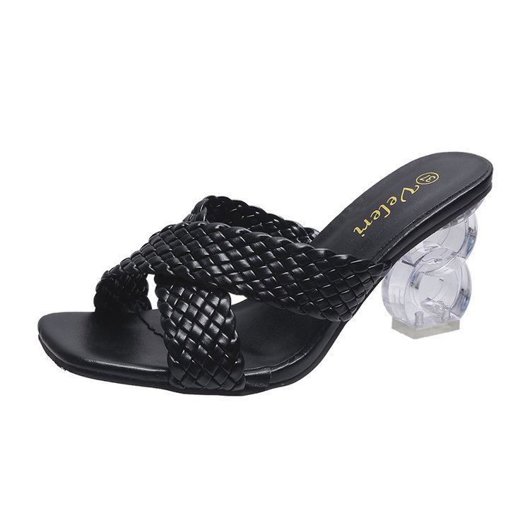 Slippers Women's 2024 New Women's Shoes Summer Korean Style Square Head Fish Mouth Woven Sandals Women's Set Toe Fashion Shoes Slippers Women's 2024 New Women's Shoes Summer Korean Style Square Head Fish Mouth Woven Sandals Women's Set Toe Fashion Shoes