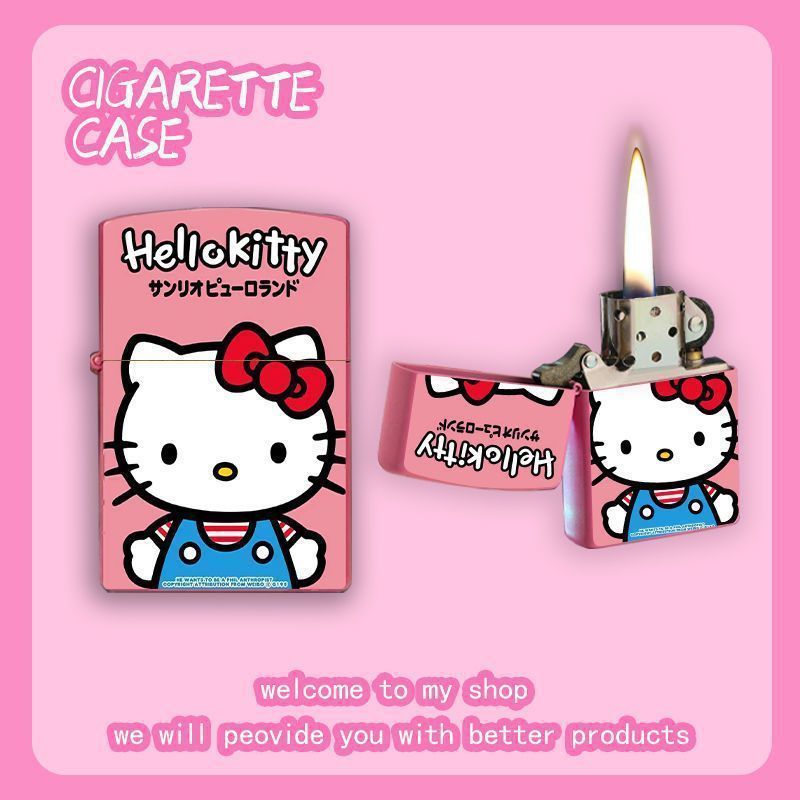 【多平台代发】新款可爱卡通hellokitty煤油打火机高颜值防风网红|undefined