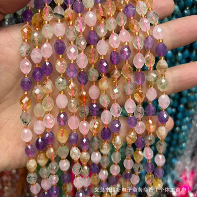 Zərgərlik ara hissələri – eye agate faceted loose beads - colorful-crystals-8x6mm-approximately-18-beads-per-strand-short-style