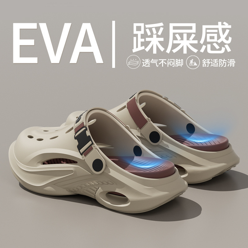 Outdoor Men's Clogs, Summer Thick-Soled Outdoor Driving Shoes, Non-Slip, Anti-Odor, Closed-Toe Sandals, Water Shoes, Beach Slippers for Men