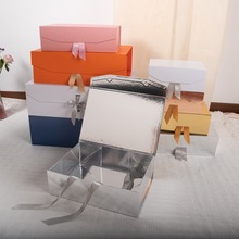 一片式折叠礼品盒金银卡纸书型礼盒代购包装盒丝巾连衣裙围巾礼盒