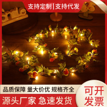 跨境led铜丝灯新款玫瑰花灯串圣诞藤条派对橱窗庭院装饰灯