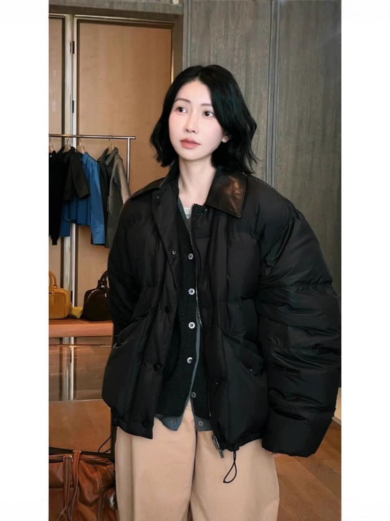 Correct Version High-Quality In-Stock Mu 2024 New Leather down Jacket Loose Fit Unisex
