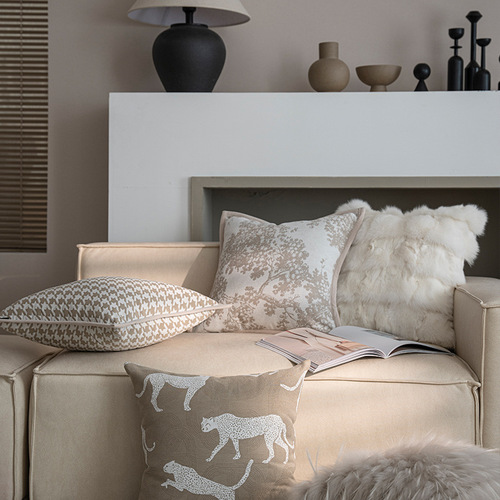 French Cream Style High-End Living Room Sofa Cushion Throw Pillow Sample Room Bedside Cushion Double-Sided Floral Chenille