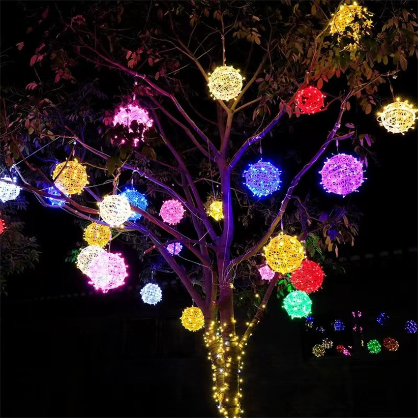 Lámpara de bola de ratán lámpara de modelado LED patio decorativo lámpara de color Navidad vacaciones Lámpara decorativa iluminación al aire libre lámpara de ingeniería paisaje