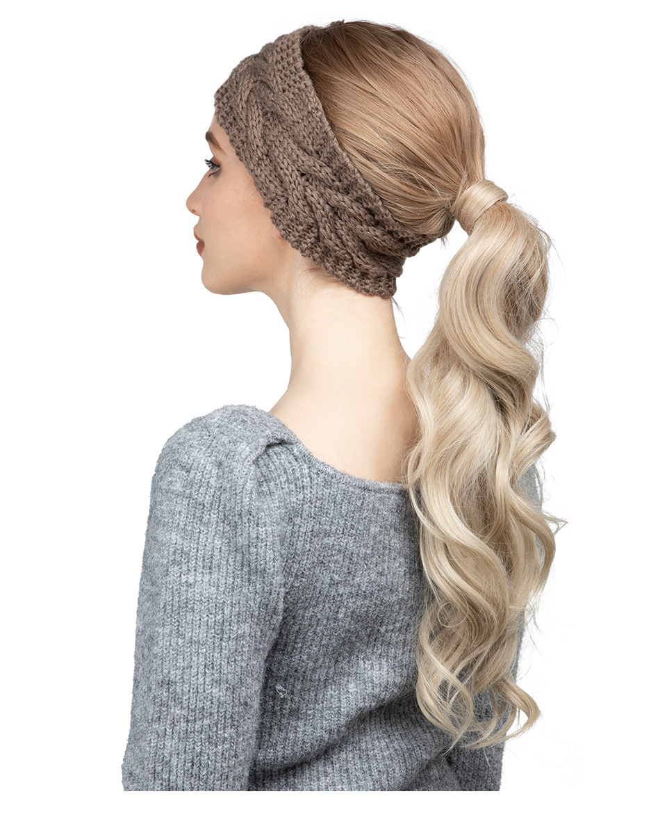  Perruque synthétique en laine pour femmes, cheveux longs bouclés, bandeau tricoté blanc, demi-casque, couverture de perruque en Fiber chimique, nouvelle collection_voghion.com