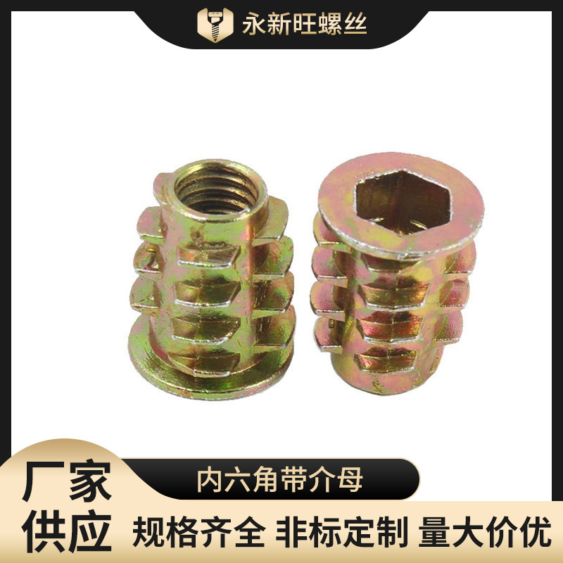 直供家具预埋螺帽内外牙锌合金 内六角带介母 锥形锁紧梯形刺母