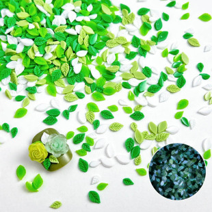Luminous Shake Live Explosions Green Small Leaves Nail Art Accessories Simulation Small Leaves Small Accessories Nail Art Material Bag