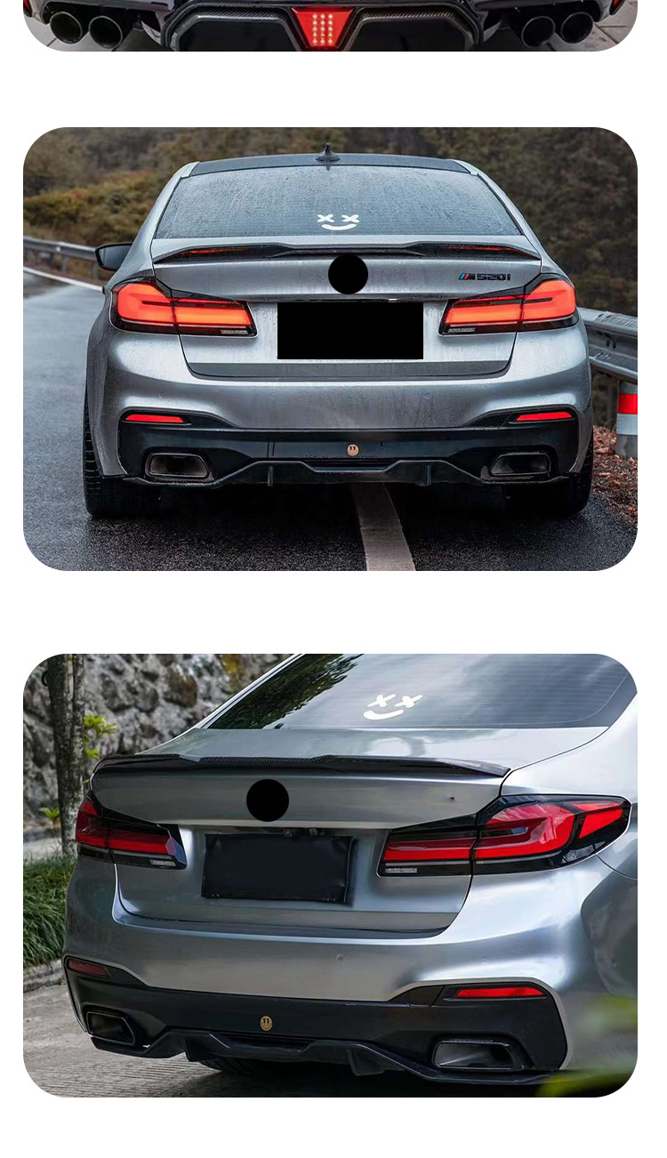Suitable for BMW 5 series tail G30G38 to PRO bright black tail carbon pattern rear spoiler wing