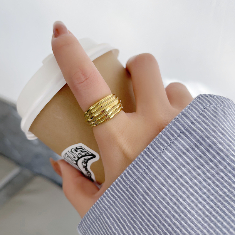 10g Weight Gold Plated Plating Material Rings Classification 1 Piece Quantity Holiday, Daily Occasion Stainless Steel Material Solid Color Pattern Women's Gender Plating Design Simple Style, Commute Style Simple Style Commute Solid Color Stainless Steel Plating Gold Plated Rings 14