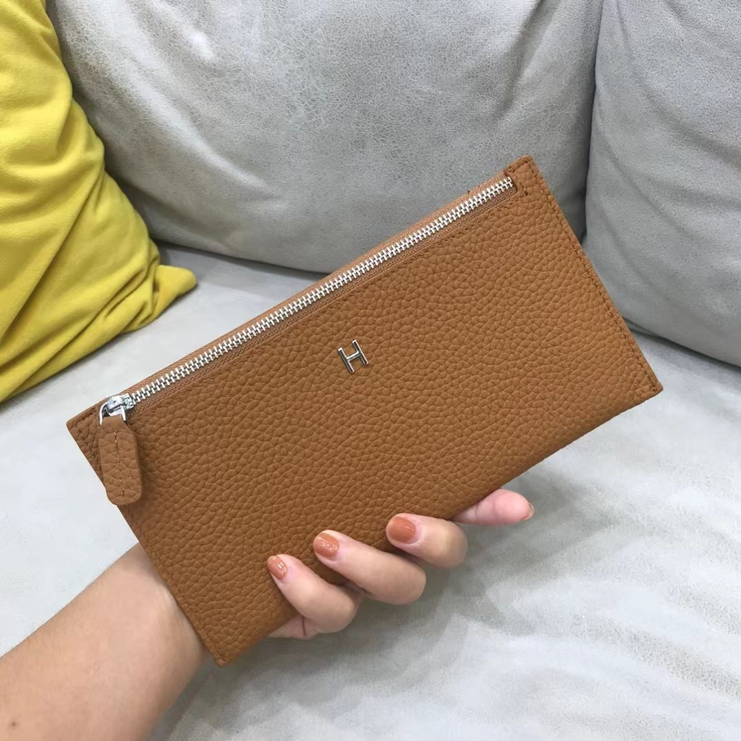 Women's Long H-Letter Genuine Leather Wallet 2023 New Card Holder Integrated Ins Style Summer Ultra-Thin Niche Design - Thumbnail 8