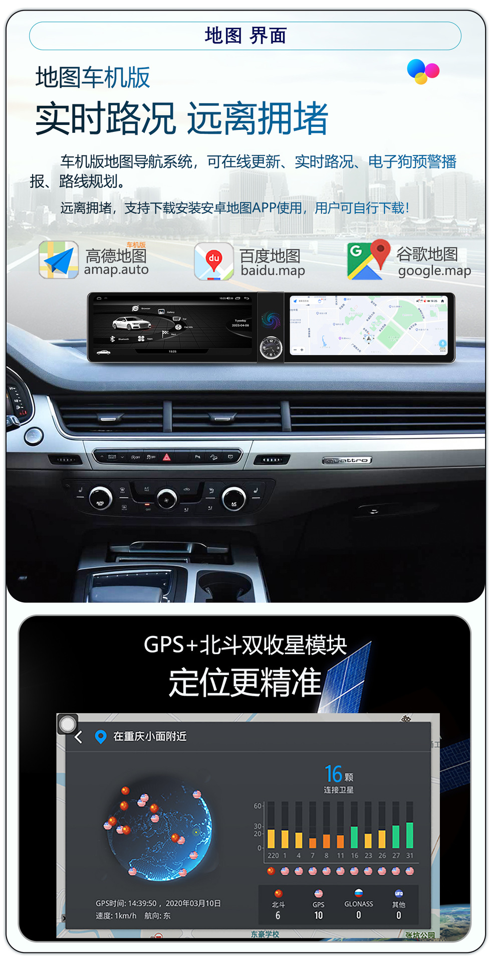 Suitable for 12.3-Inch 16-19 Audi Q7 Android Dual Large-Screen Carplay Navigation 360 Panoramic All-In-One Machine